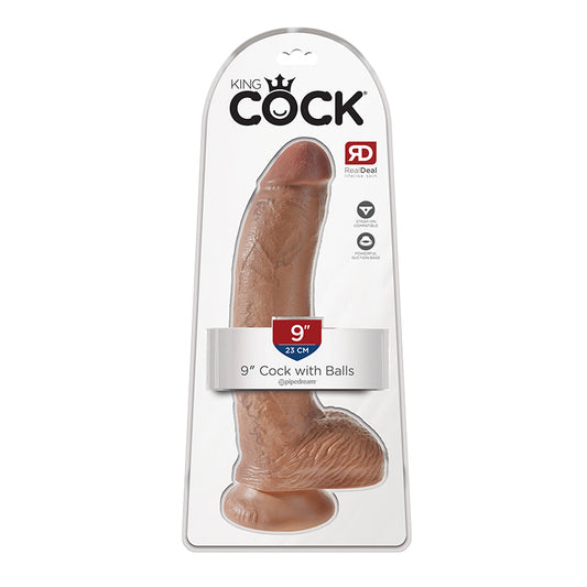 Pipedream King Cock 9 in. Cock With Balls Realistic Suction Cup Dildo-Pinkfoxxx