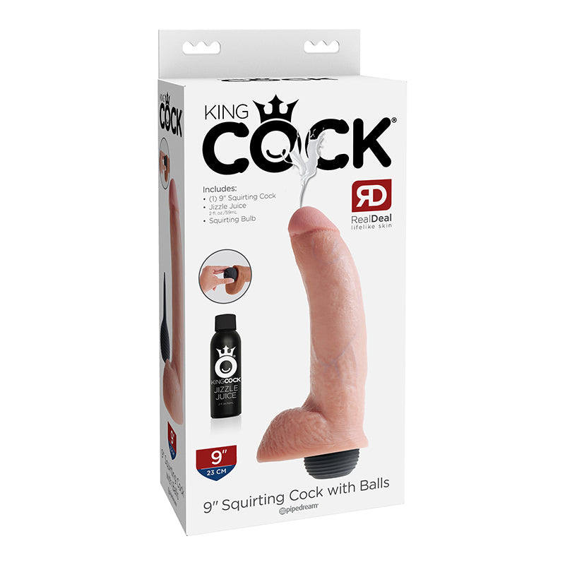 Pipedream King Cock 9 in. Squirting Cock With Balls Realistic Dildo-Pinkfoxxx