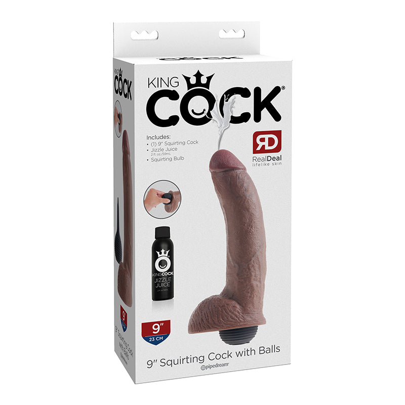 Pipedream King Cock 9 in. Squirting Cock With Balls Realistic Dildo-Pinkfoxxx