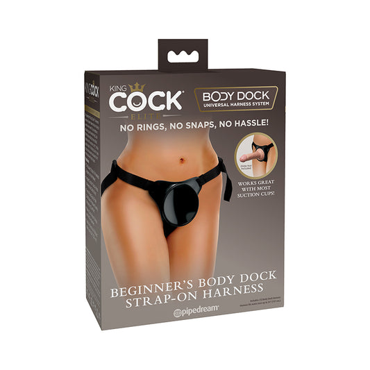 Pipedream King Cock Elite Beginner's Body Dock Strap-On Harness Black-Pinkfoxxx