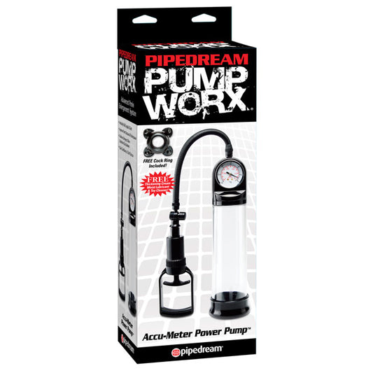 Pipedream Pump Worx Accu-Meter Power Pump Clear/Black-Pinkfoxxx