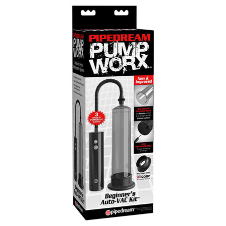 Pipedream Pump Worx Rechargeable Beginner's Auto-VAC Kit Black-Pinkfoxxx