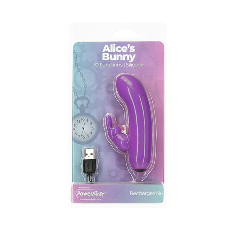 Powerbullet Alice's Bunny Rechargeable Bullet Vibrator with Silicone Rabbit Sleeve-Pinkfoxxx
