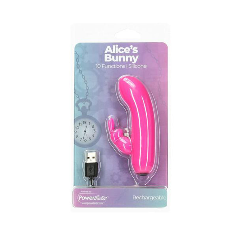 Powerbullet Alice's Bunny Rechargeable Bullet Vibrator with Silicone Rabbit Sleeve-Pinkfoxxx