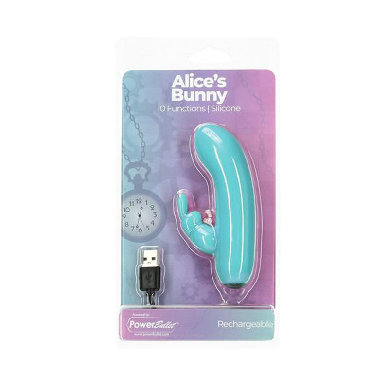 Powerbullet Alice's Bunny Rechargeable Bullet Vibrator with Silicone Rabbit Sleeve-Pinkfoxxx
