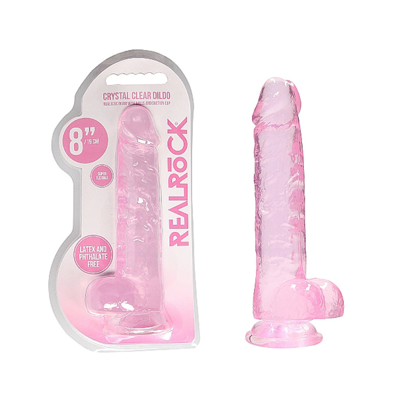 RealRock Crystal Clear Realistic Dildo With Balls and Suction Cup-Pinkfoxxx