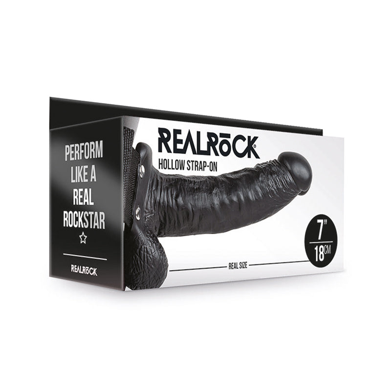 RealRock Realistic 7 in. Hollow Strap-On With Balls-Pinkfoxxx