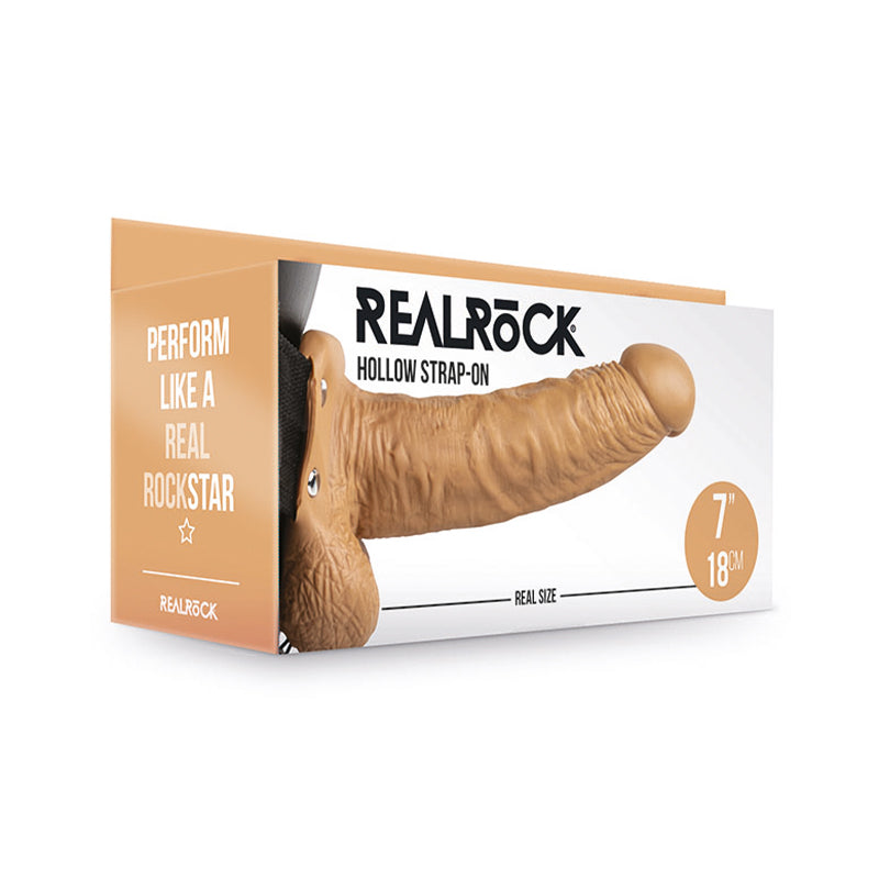 RealRock Realistic 7 in. Hollow Strap-On With Balls-Pinkfoxxx