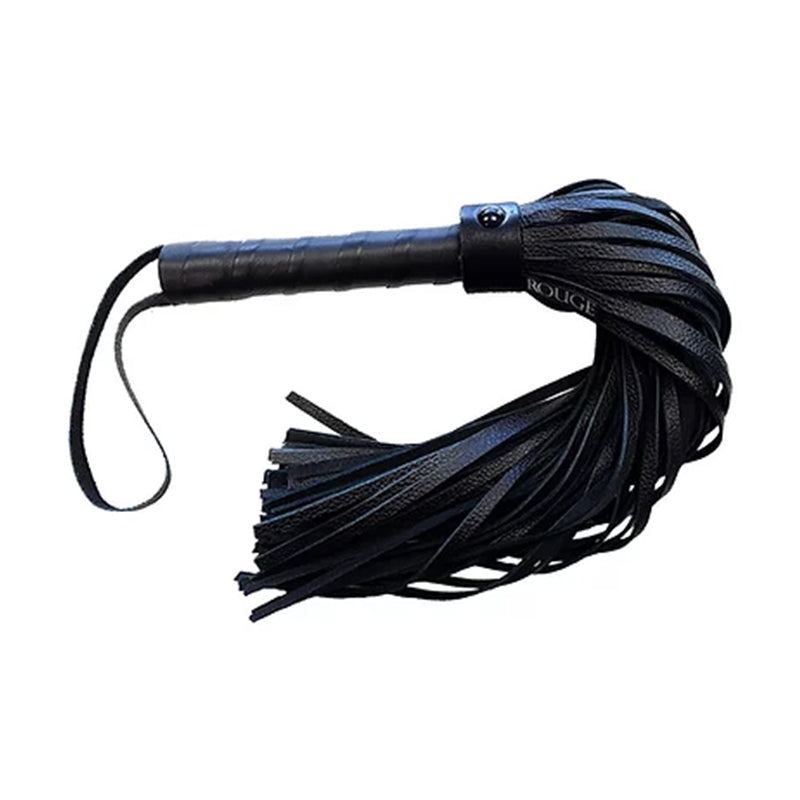 Rouge Long Leather Flogger Black with Black Accessories-Pinkfoxxx