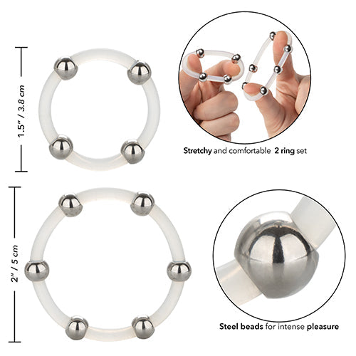 STEEL BEADED SILICONE RING SET - SE143730