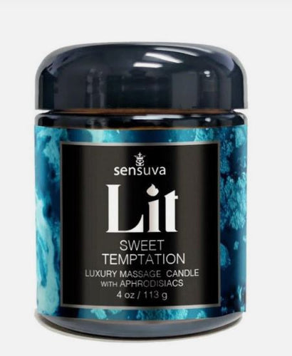 LIT SWEET TEMPTATION LUXURY MASSAGE CANDLE 4 OZ VANILLA SUGAR SWEET PEA - ONVL840