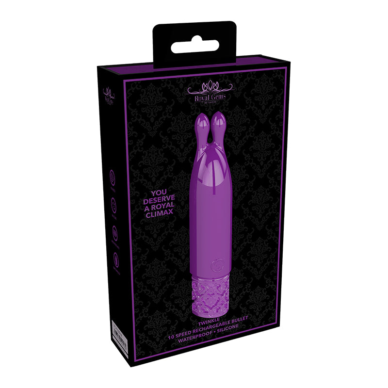 Shots Royal Gems Twinkle Rechargeable Silicone Bullet Vibrator With Ears-Pinkfoxxx