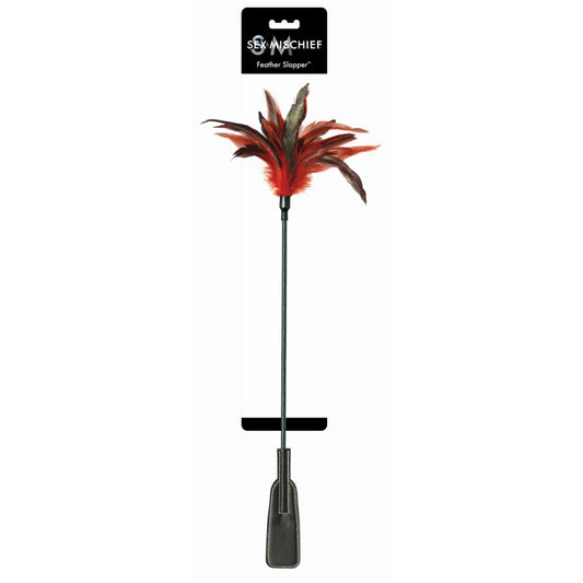Sportsheets Sex & Mischief Feather Slapper Dual-Ended Tickler Crop Red/Black-Pinkfoxxx