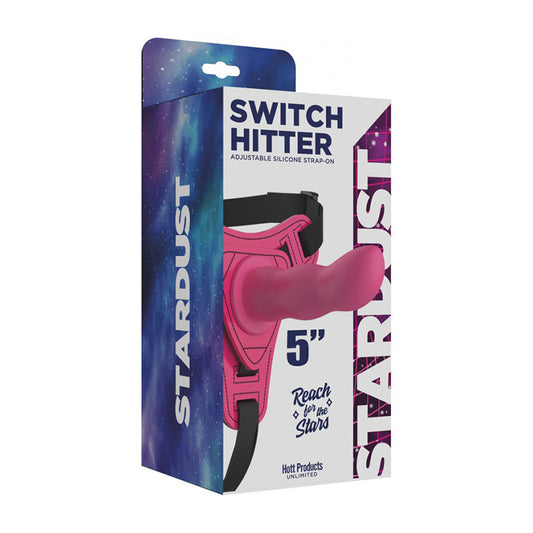 Stardust Switch Hitter Silicone Strap-On Dildo With Harness 5 in. Pink-Pinkfoxxx