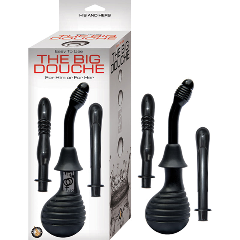 The Big Douche For Vaginal & Anal Use With 3 Unique Attachments (Black)-Pinkfoxxx