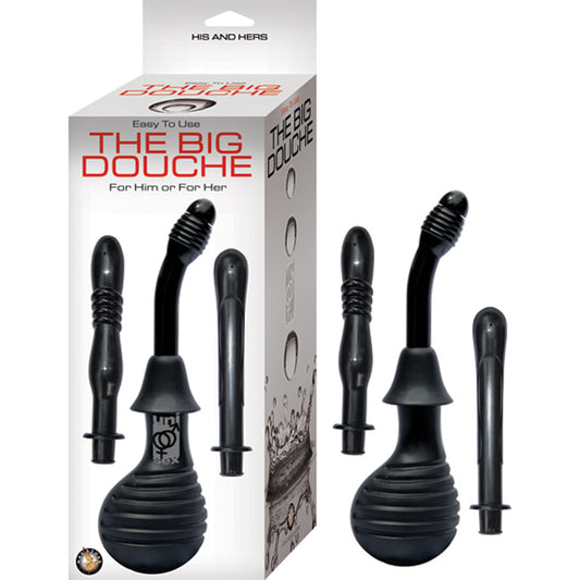 The Big Douche For Vaginal & Anal Use With 3 Unique Attachments (Black)-Pinkfoxxx