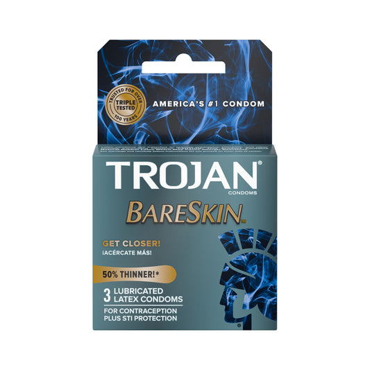 Trojan BareSkin Thinner Latex Condoms (3 pack)-Pinkfoxxx