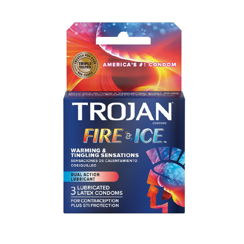 Trojan Fire & Ice Lubricated Latex Condoms-Pinkfoxxx
