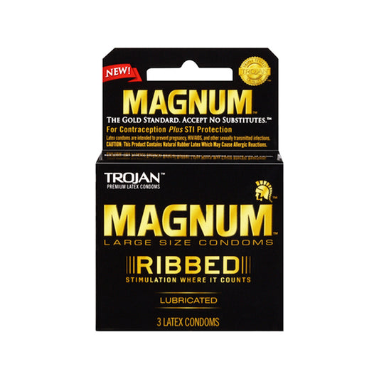 Trojan Magnum Ribbed 3pk-Pinkfoxxx
