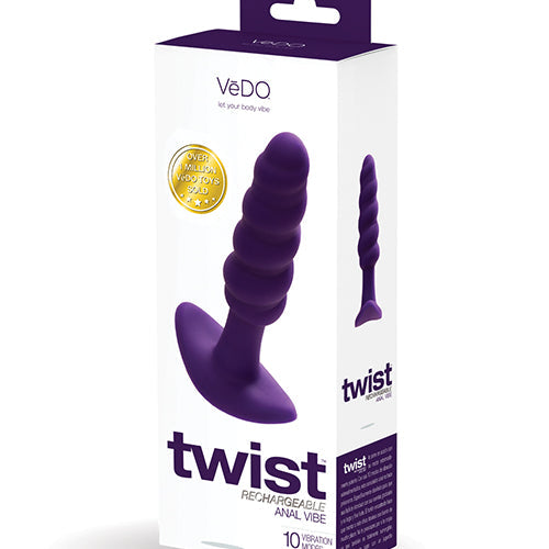 VEDO TWIST RECHARGEABLE ANAL PLUG DEEP PURPLE - VIP2213