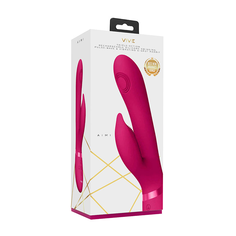 VIVE AIMI RECHARGEABLE SWINGING PULSE-WAVE SILICONE RABBIT VIBRATOR-Pinkfoxxx