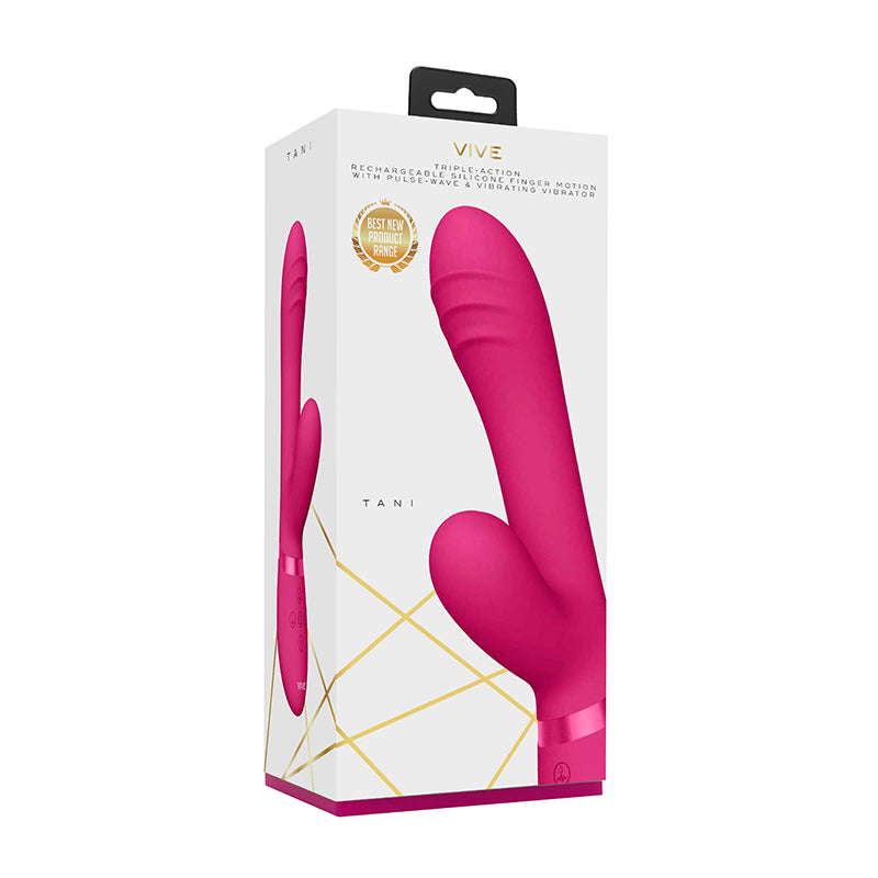 VIVE TANI Rechargeable Finger Motion With Pulse-Wave & Vibrating Silicone Dual Stimulator-Pinkfoxxx