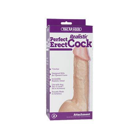 Vac-U-Lock - Perfect Erect Realistic Cock White-Pinkfoxxx