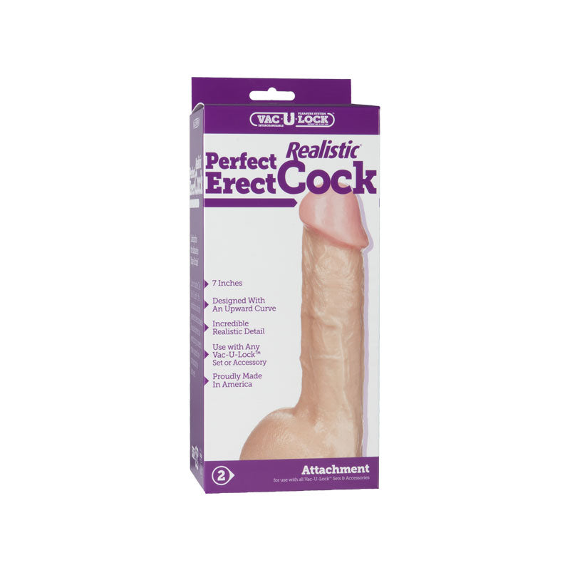 Vac-U-Lock - Perfect Erect Realistic Cock White-Pinkfoxxx