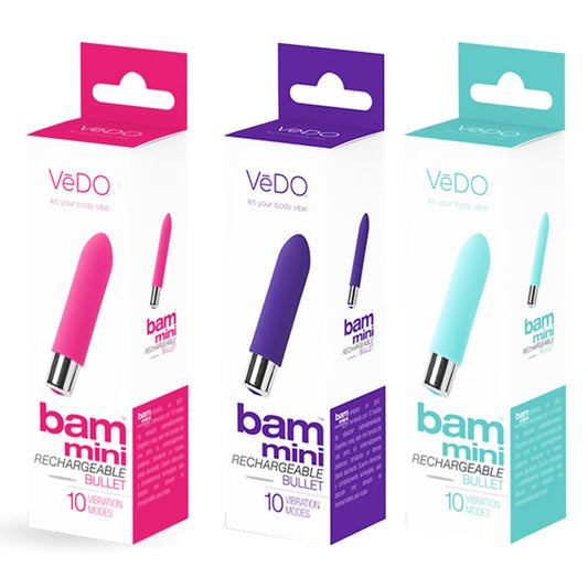 VeDO Bam Mini Rechargeable Bullet Vibe - 12 Pc Assort Display-Pinkfoxxx