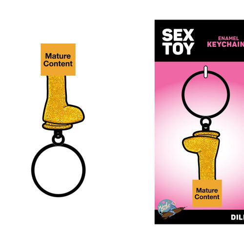 GOLD GLITTER DILDO KEYCHAIN (NET) - WRKEY010