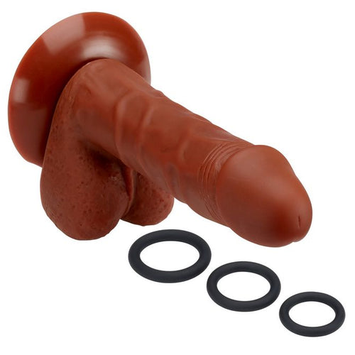PRO SENSUAL PREMIUM SILICONE DONG W/ 3 C RINGS BROWN 6 " - WTC852844