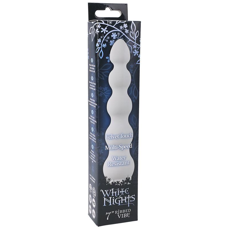 White Nights 7in Ribbed Vibrator-Pinkfoxxx