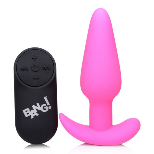 BANG! 21X VIBRATING SILICONE BUTT PLUG W/ REMOTE PINK - XRAG563PNK