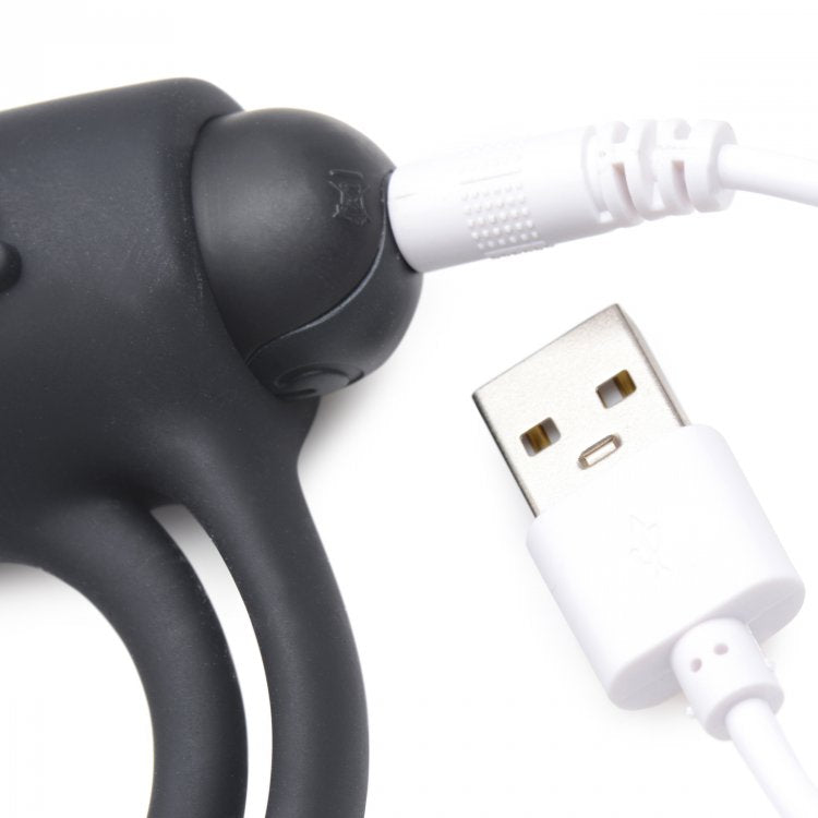 BANG! SILICONE COCK RING & BULLET W/ REMOTE BLACK - XRAG572BLK