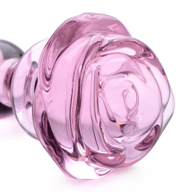 BOOTY SPARKS PINK ROSE GLASS SMALL ANAL PLUG - XRAG650S