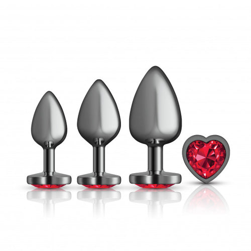 CHEEKY CHARMS METAL BUTT PLUG GUNMETAL HEART - VBCC9152