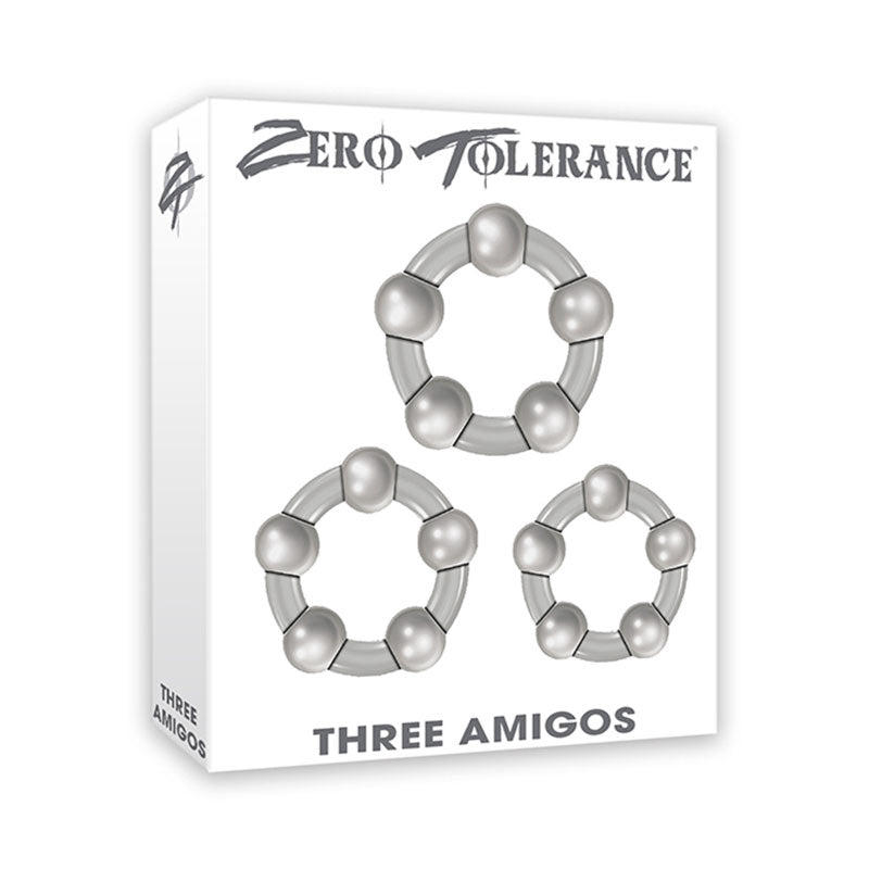 Zero Tolerance Three Amigos 3-Piece Cockring Set Clear-Pinkfoxxx