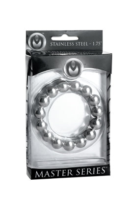 MASTER SERIES STAINLESS STEEL BEADED COCK RING 1.75IN - XRAD128SM