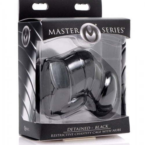 MASTER SERIES DETAINED BLACK RESTRICTIVE CHASTITY CAGE - XRAF255