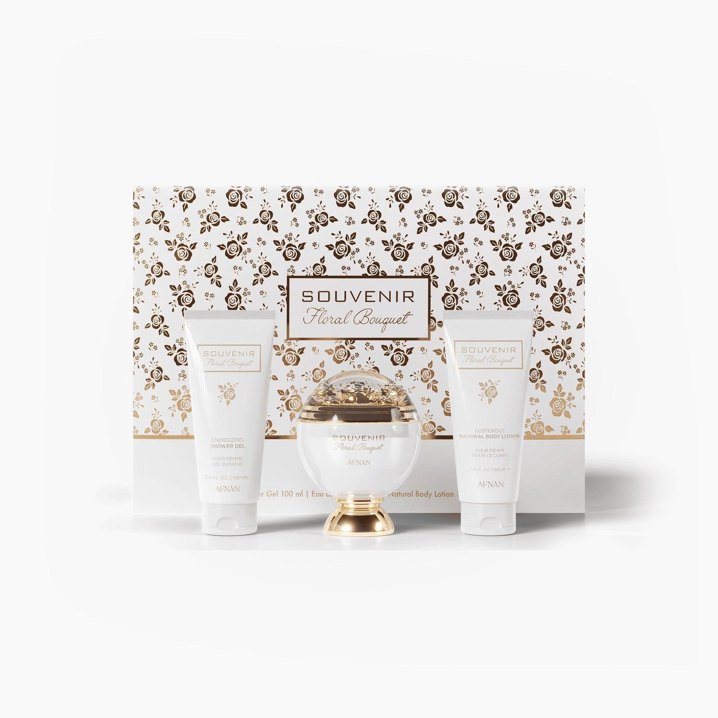 AFNAN SOUVENIR FLORAL BOUQUET 3PC SET, WOMEN'S GIFT SET, EDP-Pinkfoxxx