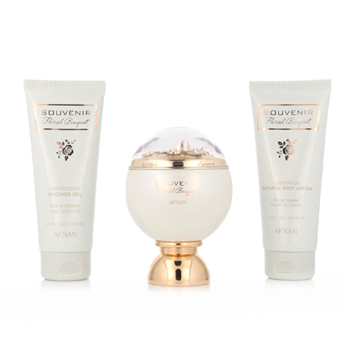 AFNAN SOUVENIR FLORAL BOUQUET 3PC SET, WOMEN'S GIFT SET, EDP-Pinkfoxxx