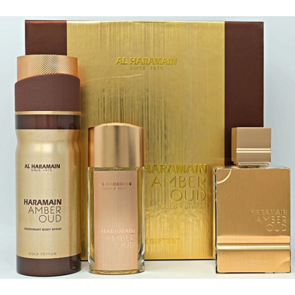 AL HARAMAIN AMBER OUD GOLD 3PC SET, UNISEX GIFT SET, EDP-Pinkfoxxx