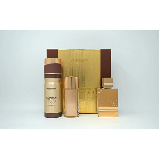 AL HARAMAIN AMBER OUD GOLD 3PC SET, UNISEX GIFT SET, EDP-Pinkfoxxx