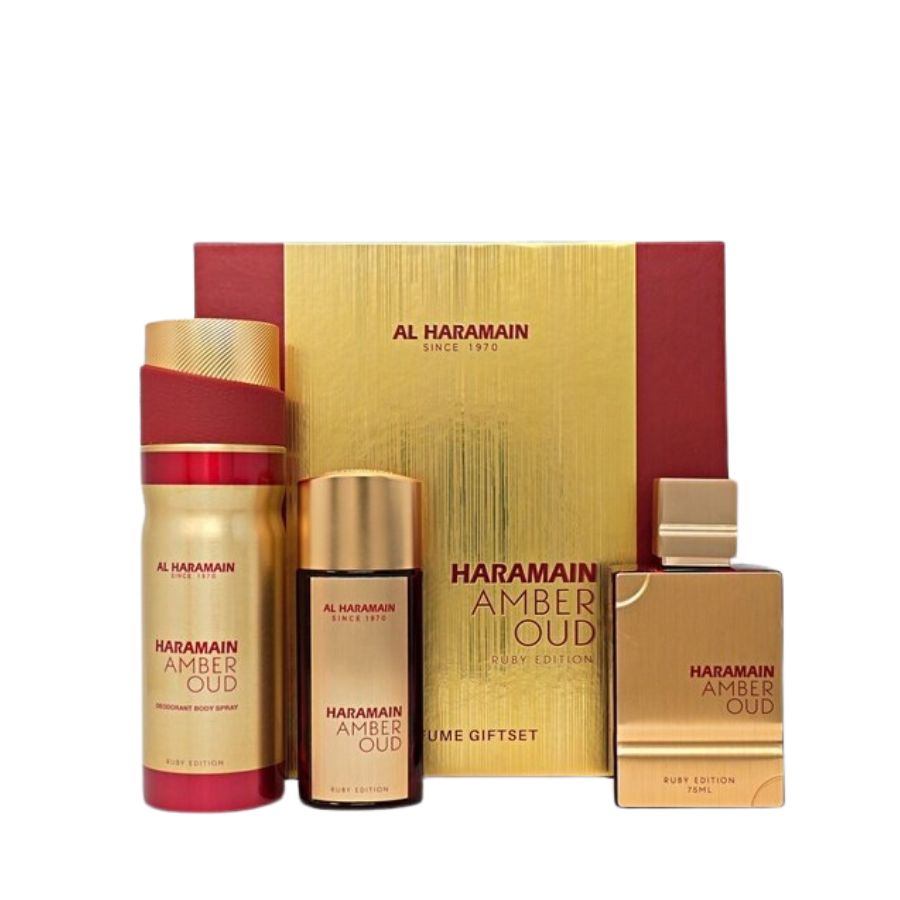 AL HARAMAIN AMBER OUD RUBY 3PC SET, UNISEX GIFT SET, EDP-Pinkfoxxx