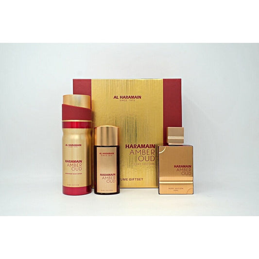 AL HARAMAIN AMBER OUD RUBY 3PC SET, UNISEX GIFT SET, EDP-Pinkfoxxx