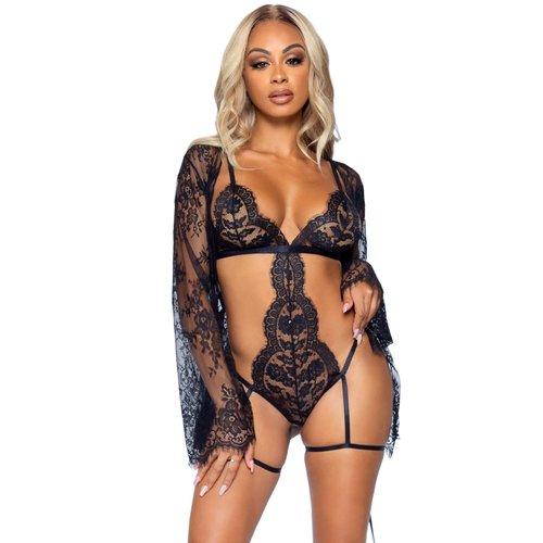 All Romance Lace Teddy & Robe Set - 86123 00101