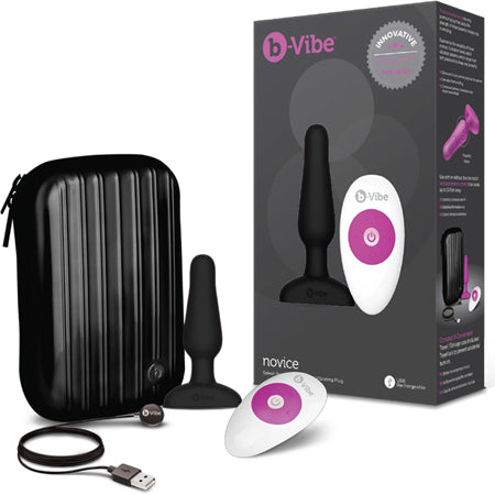 b-Vibe Novice Rechargeable Remote-Controlled Vibrating Silicone Anal Plug Black-Pinkfoxxx