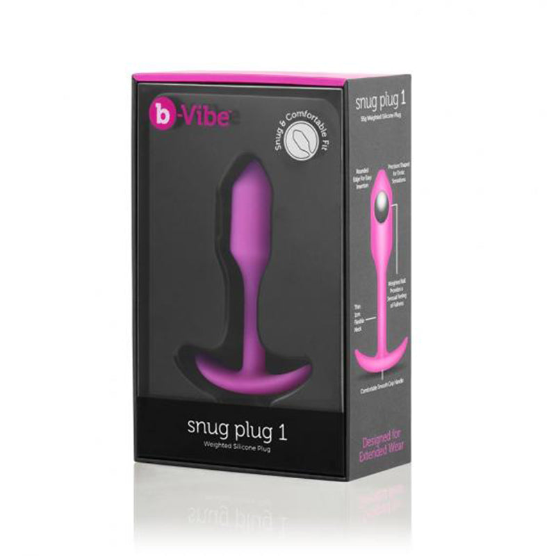b-Vibe Snug Plug 1 Weighted Silicone Anal Plug Fuchsia-Pinkfoxxx