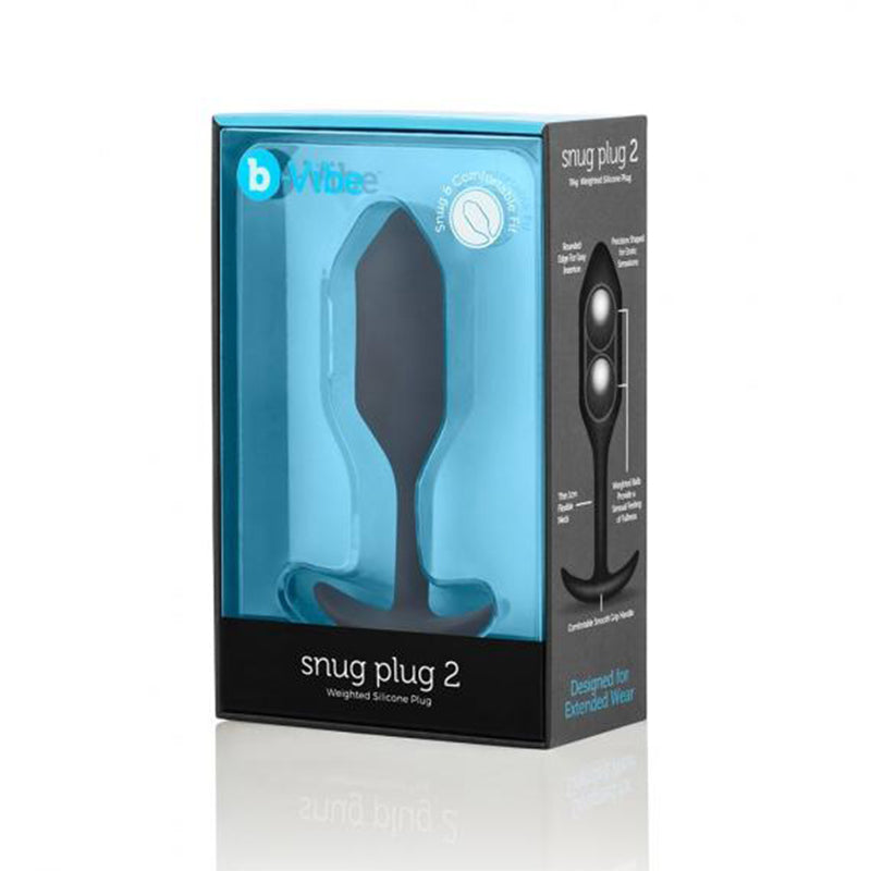 b-Vibe Snug Plug 2 Weighted Silicone Anal Plug Black-Pinkfoxxx