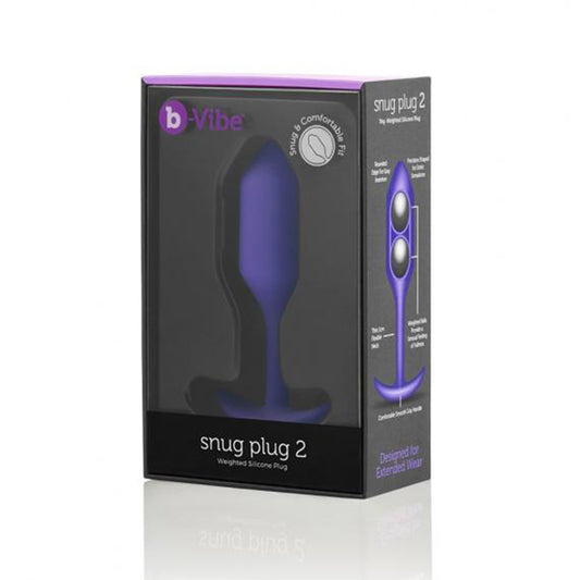 b-Vibe Snug Plug 2 Weighted Silicone Anal Plug Purple-Pinkfoxxx